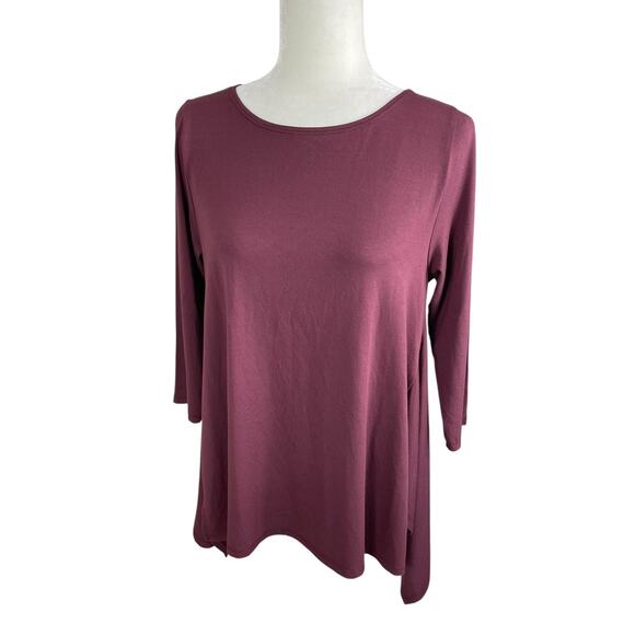 Lisa Bayne Jersey Knit Tunic Top Asymmetric Lagenlook Casual Women's Sz Small - Picture 3 of 12